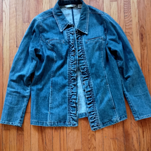RXB Blue Denim Jacket with Ruffle Detail - Picture 1 of 7